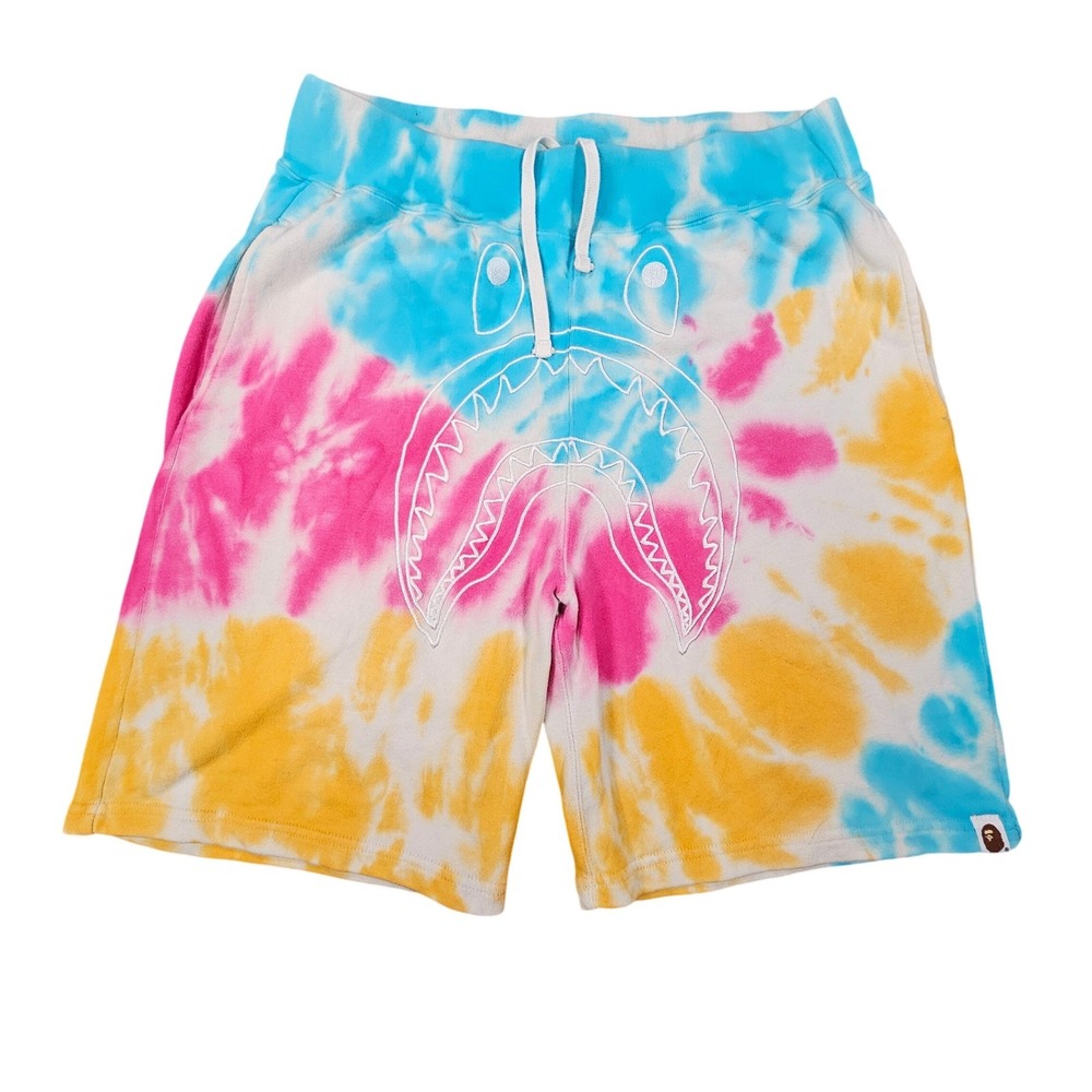 BAPE Shark Tie-Dye Sweat Shorts XL Authentic A Bathing‎ Ape World Gone Mad Blue
